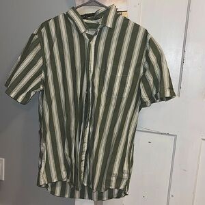Mens Large green striped shirt